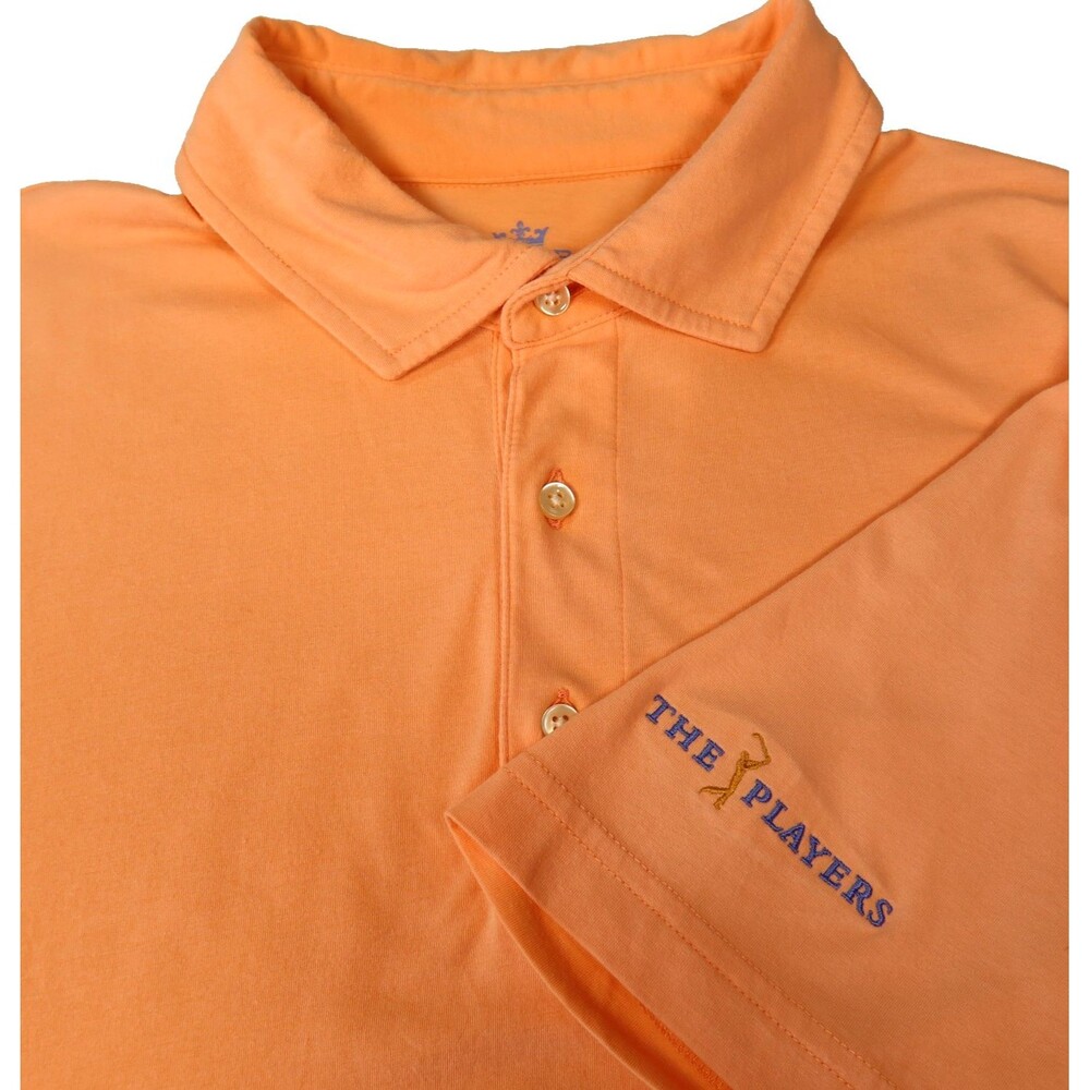 Peter Millar Golf Polo Shirt Mens Sz Medium Peach Seaside Wash THE PLAYERS Logo - Picture 2 of 11